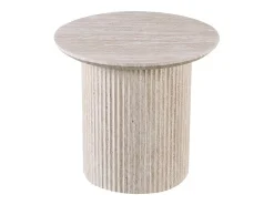 Mesa De Centro|Meublorama Mesa de centro VAGOS – Cor carvalho claro – Mesa de centro redonda Ø50 cm – MDF – Design moderno e natural Castanho