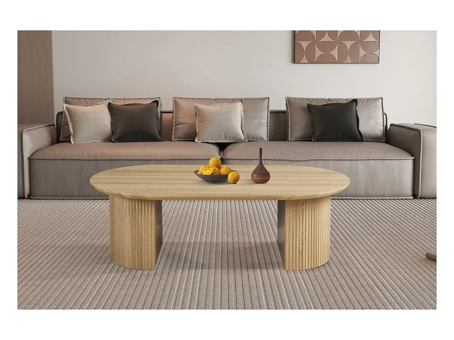 Meublorama Mesa de Centro VAGOS – Cor carvalho natural – Mesa de centro retangular 120x70 cm – MDF – Design moderno e acolhedor^ Mesa De Centro