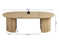 Meublorama Mesa de Centro VAGOS – Cor carvalho natural – Mesa de centro retangular 120x70 cm – MDF – Design moderno e acolhedor^ Mesa De Centro