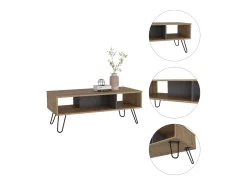 Online TuHome Mesa de centro Vegas com pernas de garfo, 40 cm X 101.1 cm X 45 cm, Multicolor Branco
