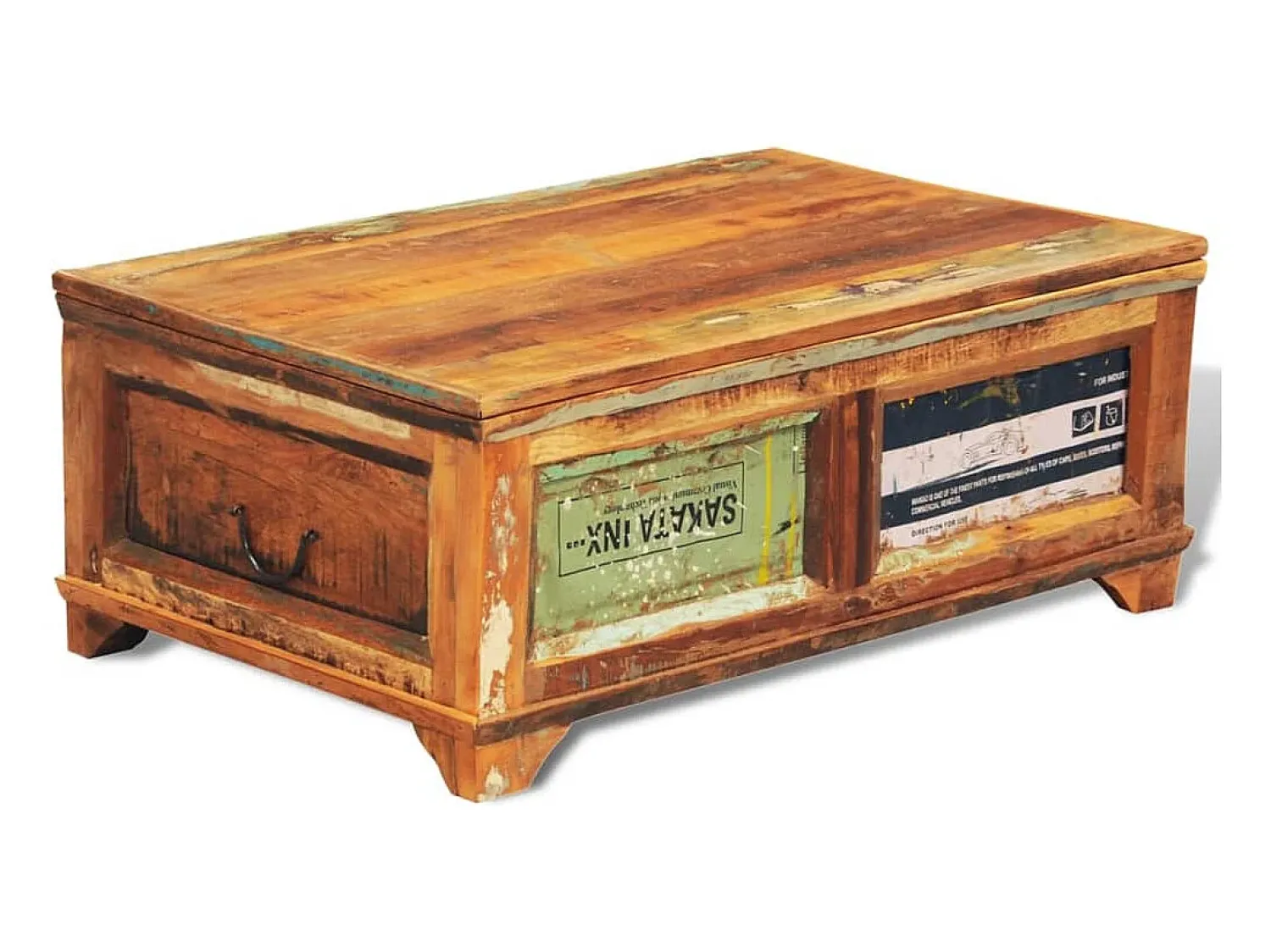 Online vidaxl Mesa de centro vintage com armazenamento, madeira reciclada Castanho