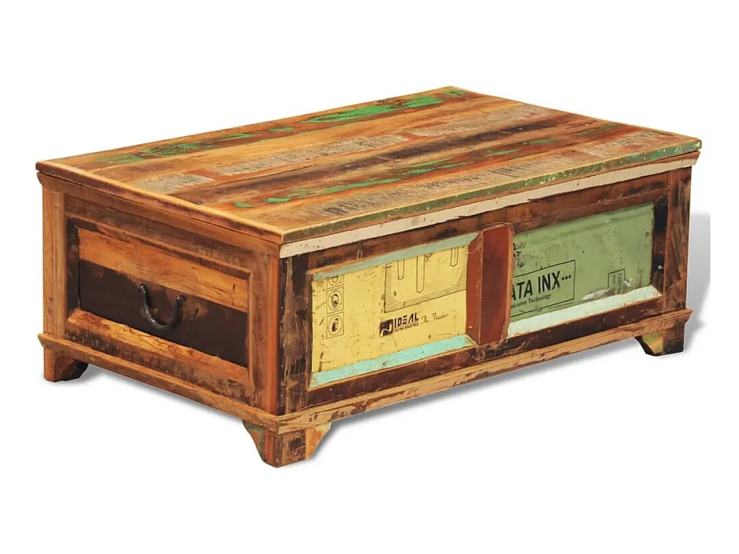 Mesa de centro vintage com armazenamento, madeira reciclada PT480472^ Mesa De Centro