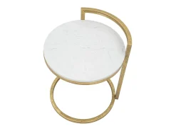 Mesa De Apoio| Mesa de Centro VKH531, Branco, 40,5x40,5x50,5 cm, Kendra Home Dourado