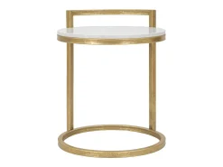 Mesa De Apoio| Mesa de Centro VKH531, Branco, 40,5x40,5x50,5 cm, Kendra Home Dourado
