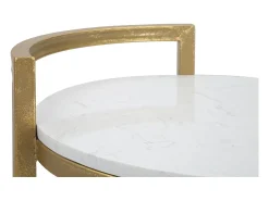 Mesa De Apoio| Mesa de Centro VKH531, Branco, 40,5x40,5x50,5 cm, Kendra Home Dourado