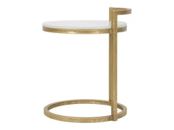 Mesa De Apoio| Mesa de Centro VKH531, Branco, 40,5x40,5x50,5 cm, Kendra Home Dourado
