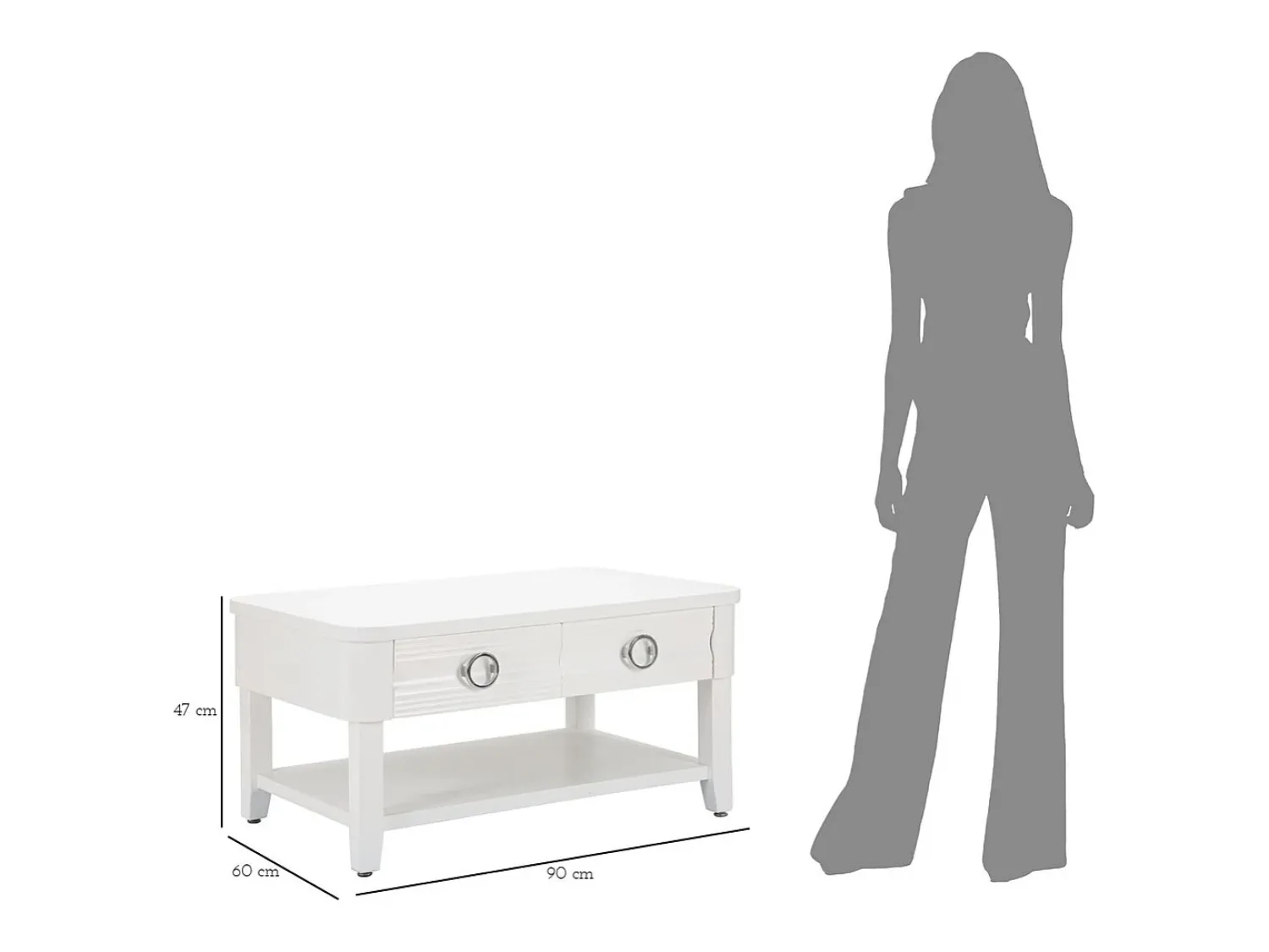 Mesa De Centro* Mesa de Centro VKH516, , 90x60x47 cm, Kendra Home Branco