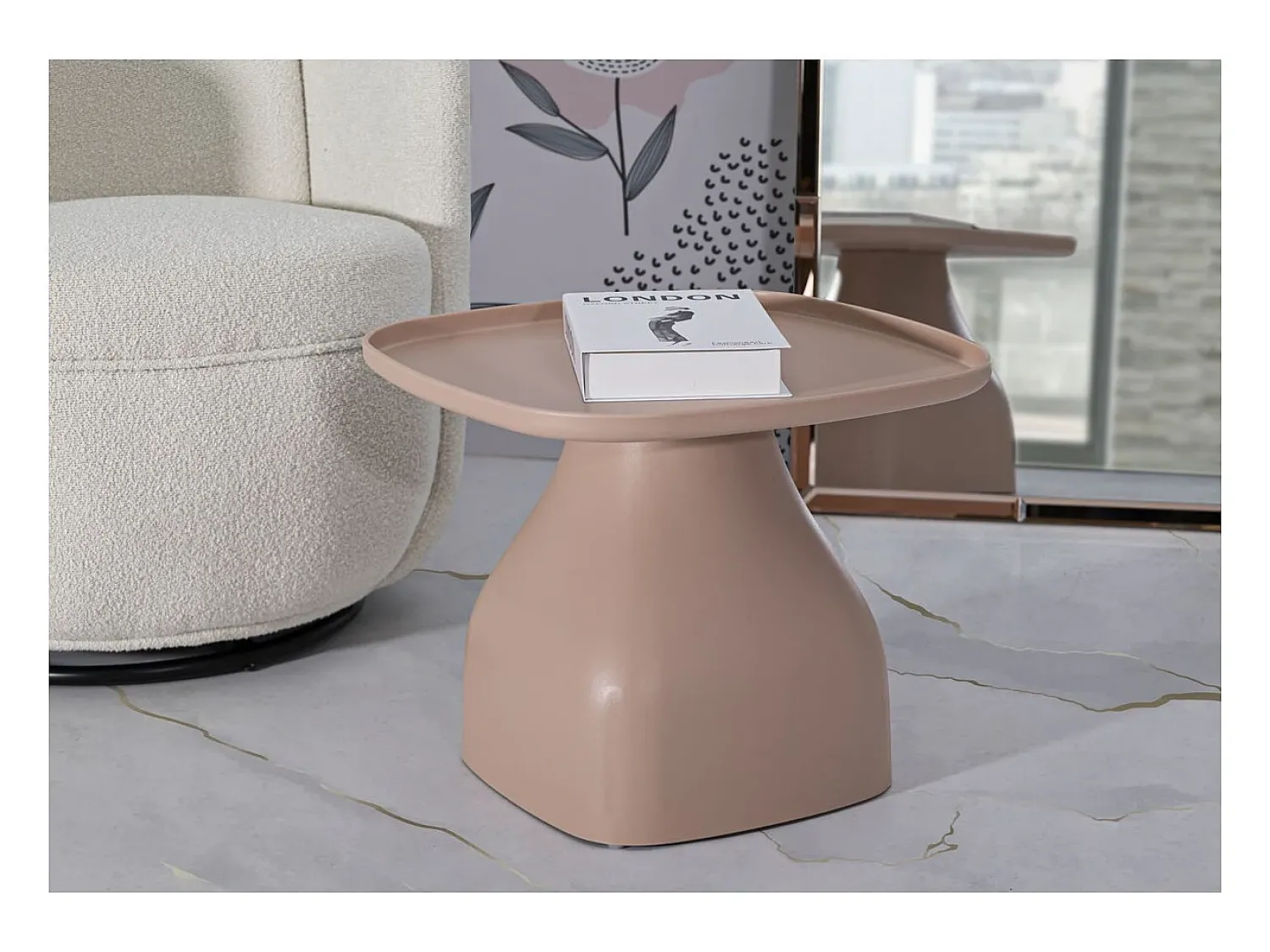Mesa De Centro| Mesa de Centro VKH710, Cor-de-rosa, 38x48x48 cm, Kendra Home Rosa claro