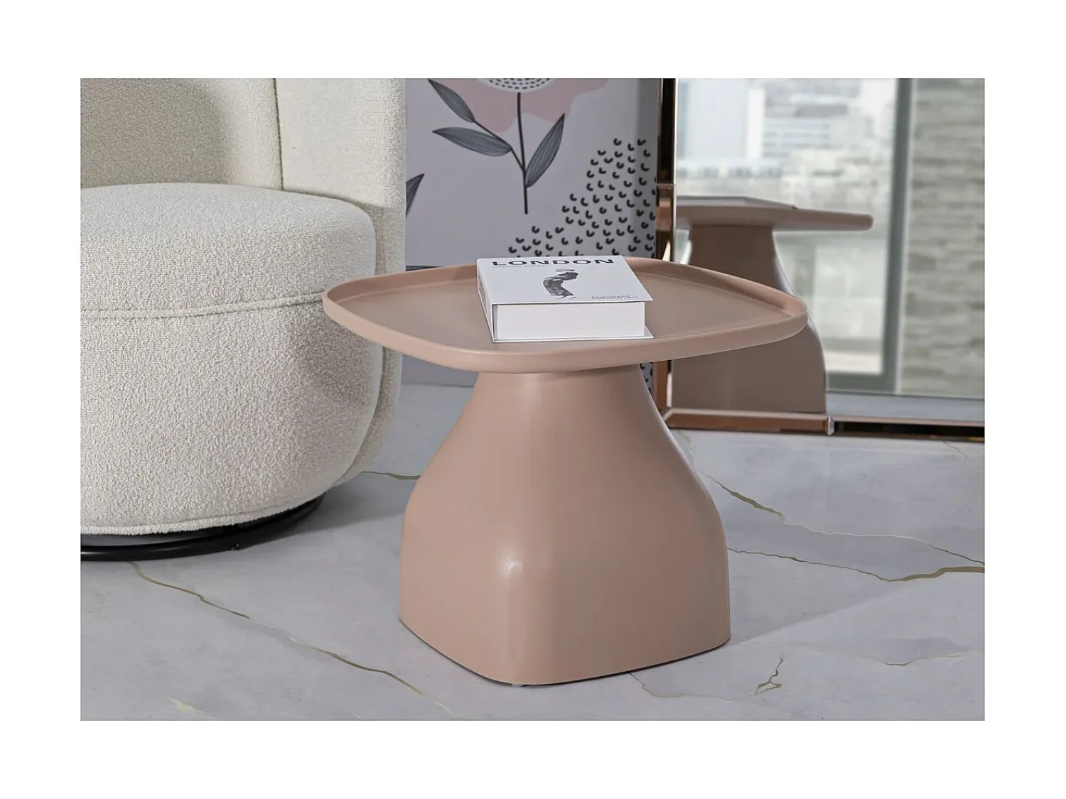 Mesa De Centro| Mesa de Centro VKH710, Cor-de-rosa, 38x48x48 cm, Kendra Home Rosa claro