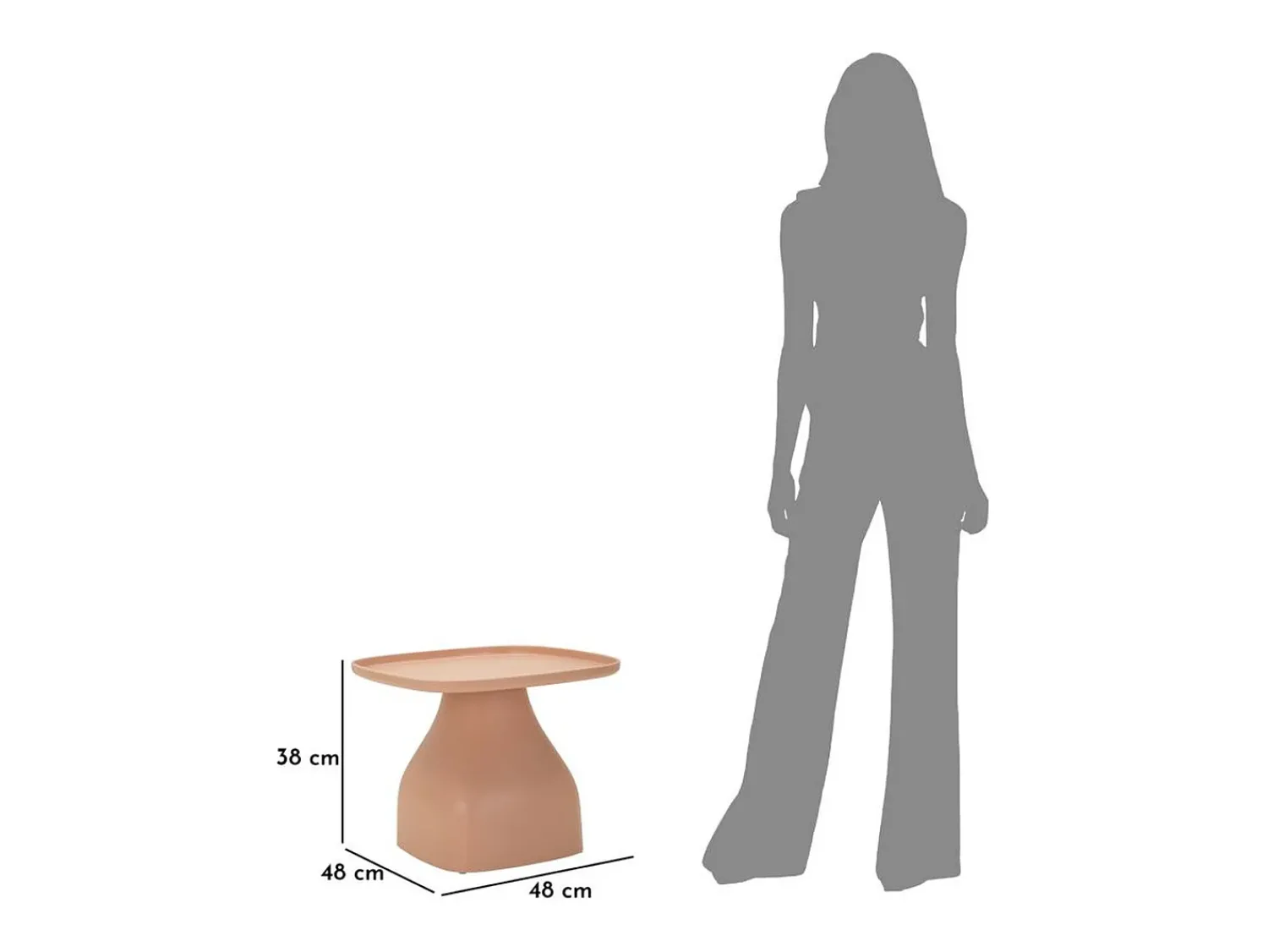 Mesa De Centro| Mesa de Centro VKH710, Cor-de-rosa, 38x48x48 cm, Kendra Home Rosa claro