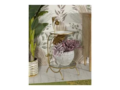 Mesa De Apoio* Mesa de Centro VKH803, Ouro, 40x40x78 cm, Kendra Home Dourado