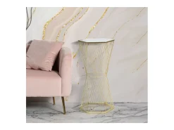 Mesa De Apoio* Mesa de Centro VKH600, Ouro, 40x35x80 cm, Kendra Home Dourado