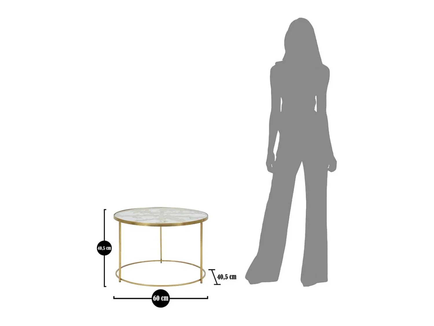Mesa de Centro VKH559, Ouro, 60x60x40,5 cm, Kendra Home^ Mesa De Centro
