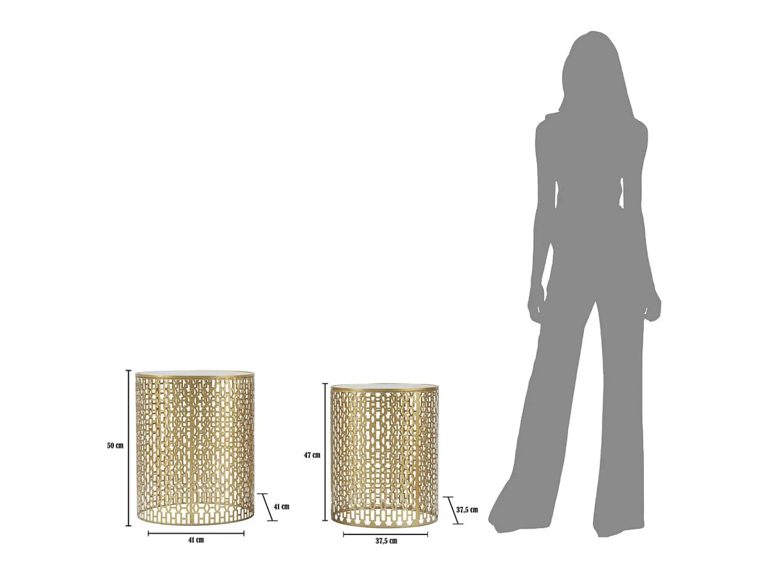 New Mesa de Centro VKH540, Ouro, 41x41x50 cm, Kendra Home Dourado