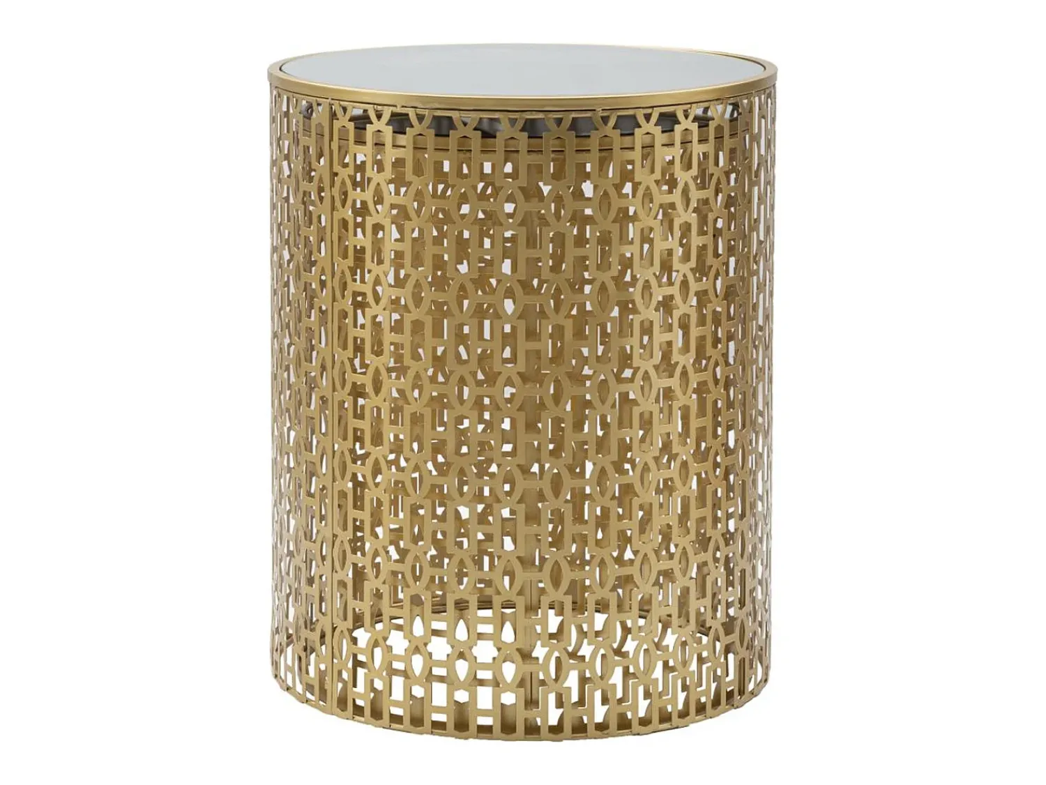 New Mesa de Centro VKH540, Ouro, 41x41x50 cm, Kendra Home Dourado