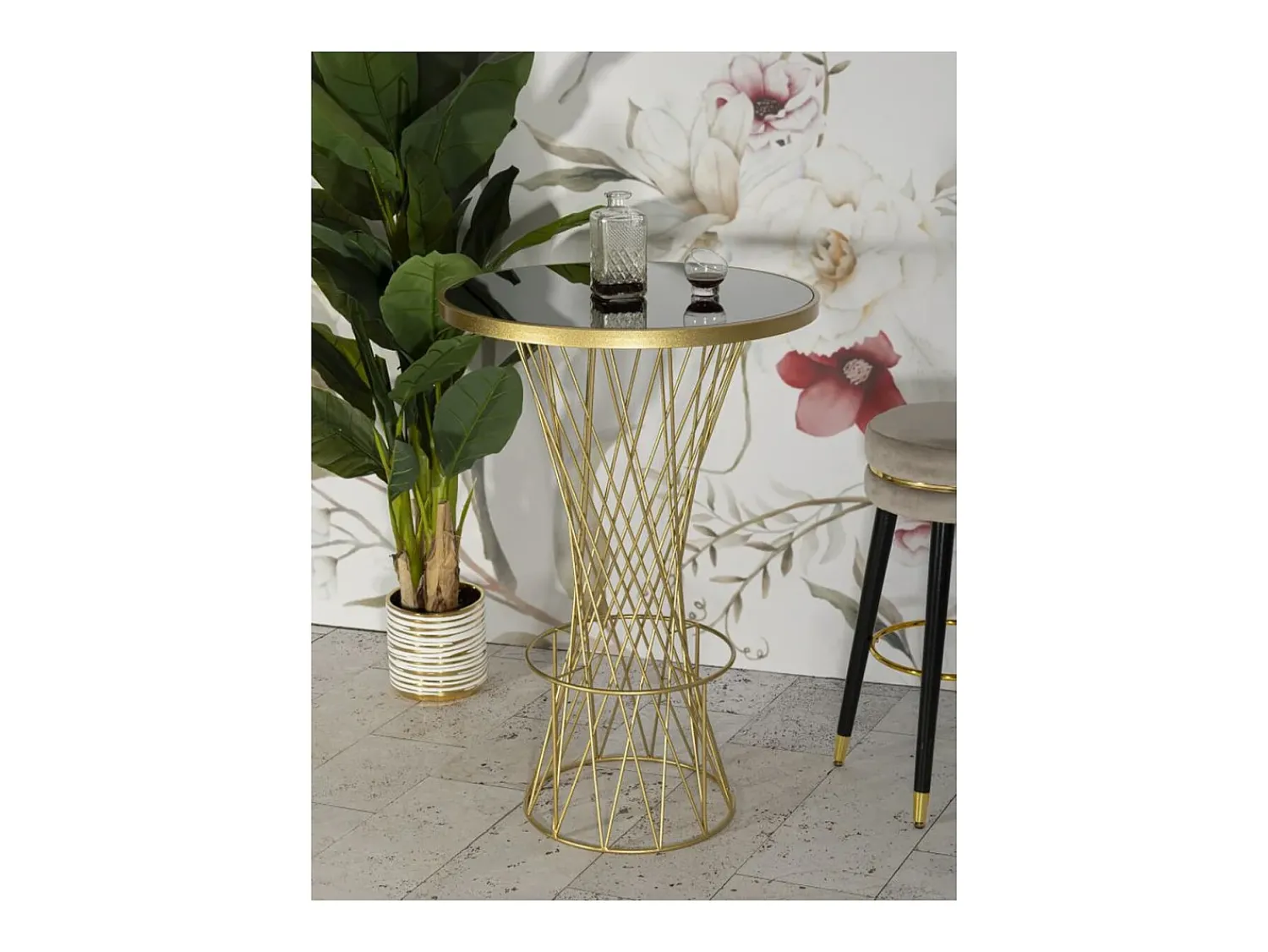 Outlet Mesa de Centro VKH805, Ouro, 70x70x103 cm, Kendra Home Dourado