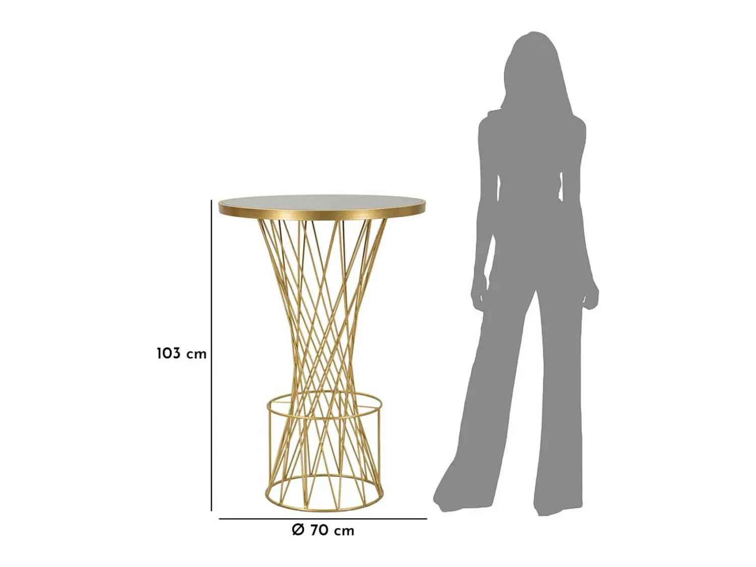 Outlet Mesa de Centro VKH805, Ouro, 70x70x103 cm, Kendra Home Dourado