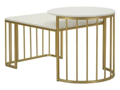 Mesa De Centro* Mesa de Centro VKH792, Ouro, 90x50x50 cm, Kendra Home Dourado