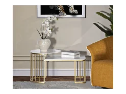 Mesa De Centro* Mesa de Centro VKH792, Ouro, 90x50x50 cm, Kendra Home Dourado