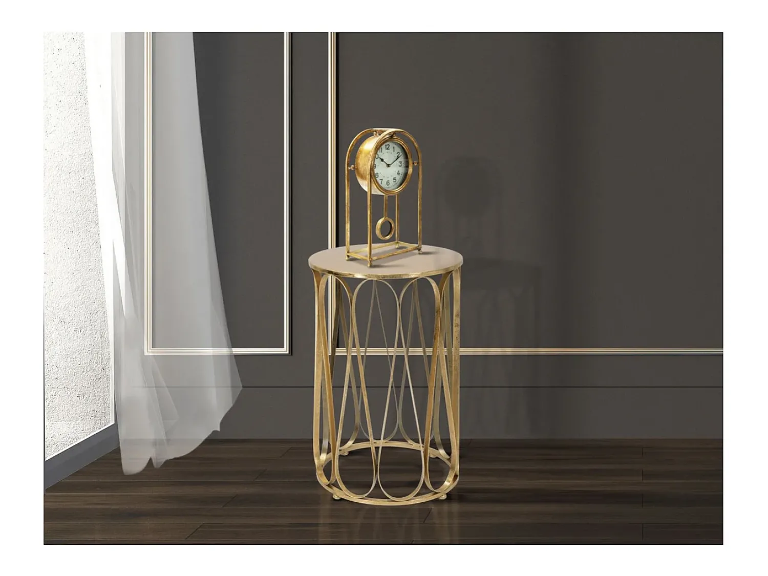 Mesa de Centro VKH520, Ouro, 37x37x58 cm, Kendra Home^ Mesa De Apoio
