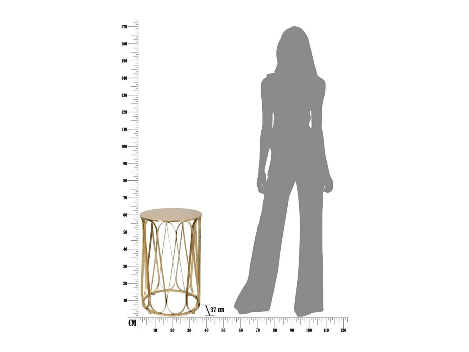 Mesa de Centro VKH520, Ouro, 37x37x58 cm, Kendra Home^ Mesa De Apoio