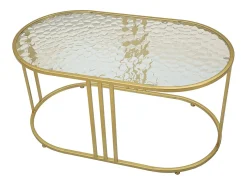 Mesa De Centro* Mesa de Centro VKH797, Ouro, 90x50x45 cm, Kendra Home Dourado