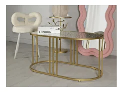Mesa De Centro* Mesa de Centro VKH797, Ouro, 90x50x45 cm, Kendra Home Dourado