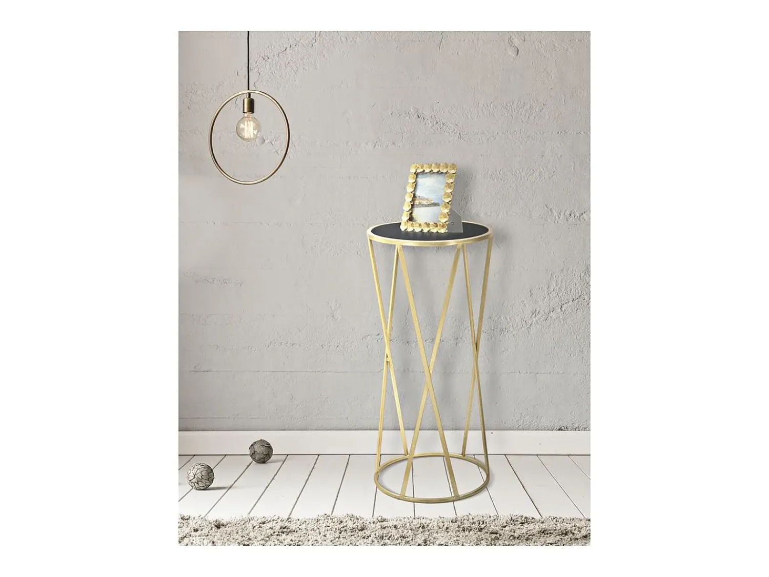 Mesa de Centro VKH601, Ouro, 35x35x75 cm, Kendra Home Dourado