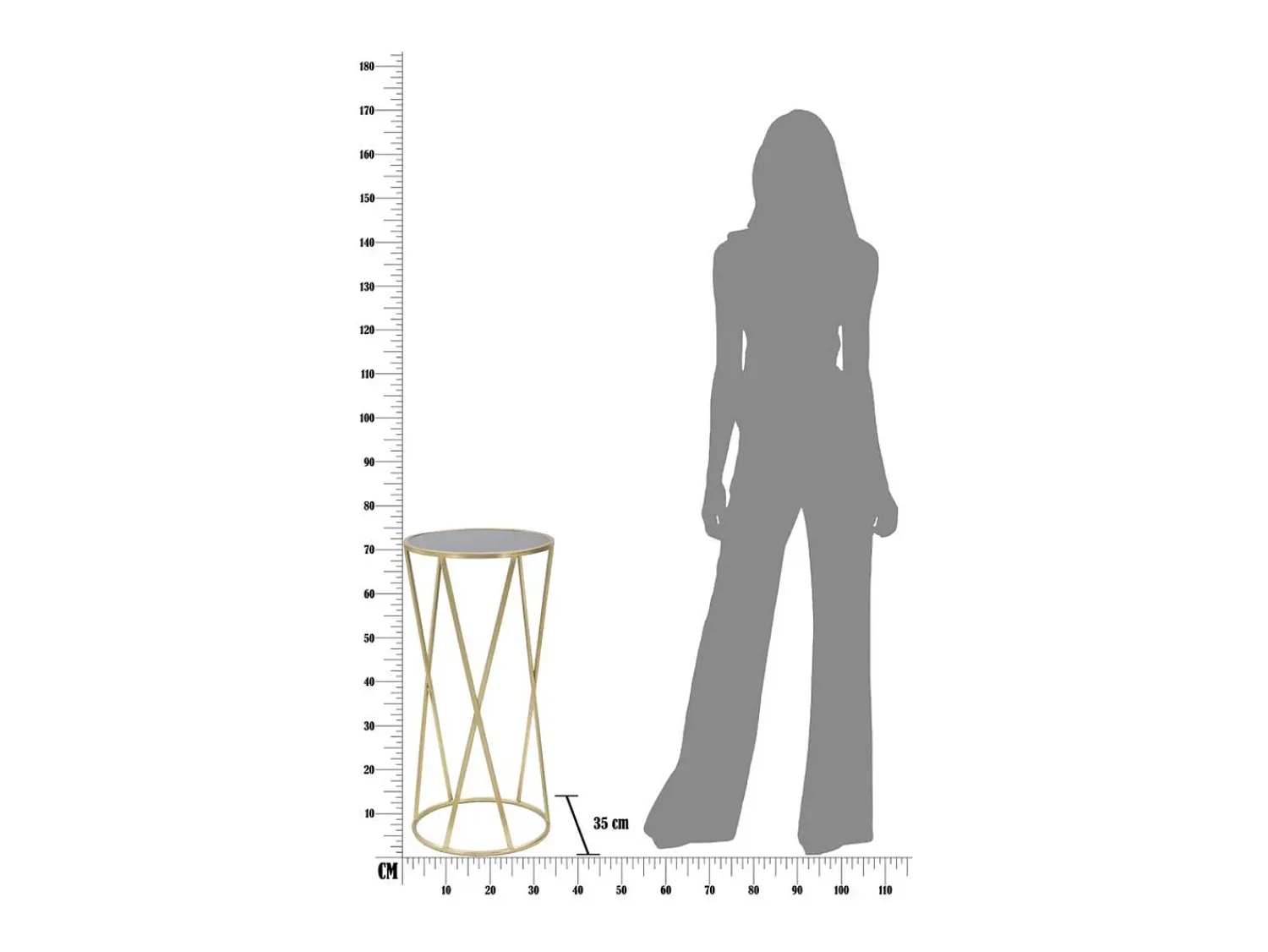 Mesa de Centro VKH601, Ouro, 35x35x75 cm, Kendra Home Dourado