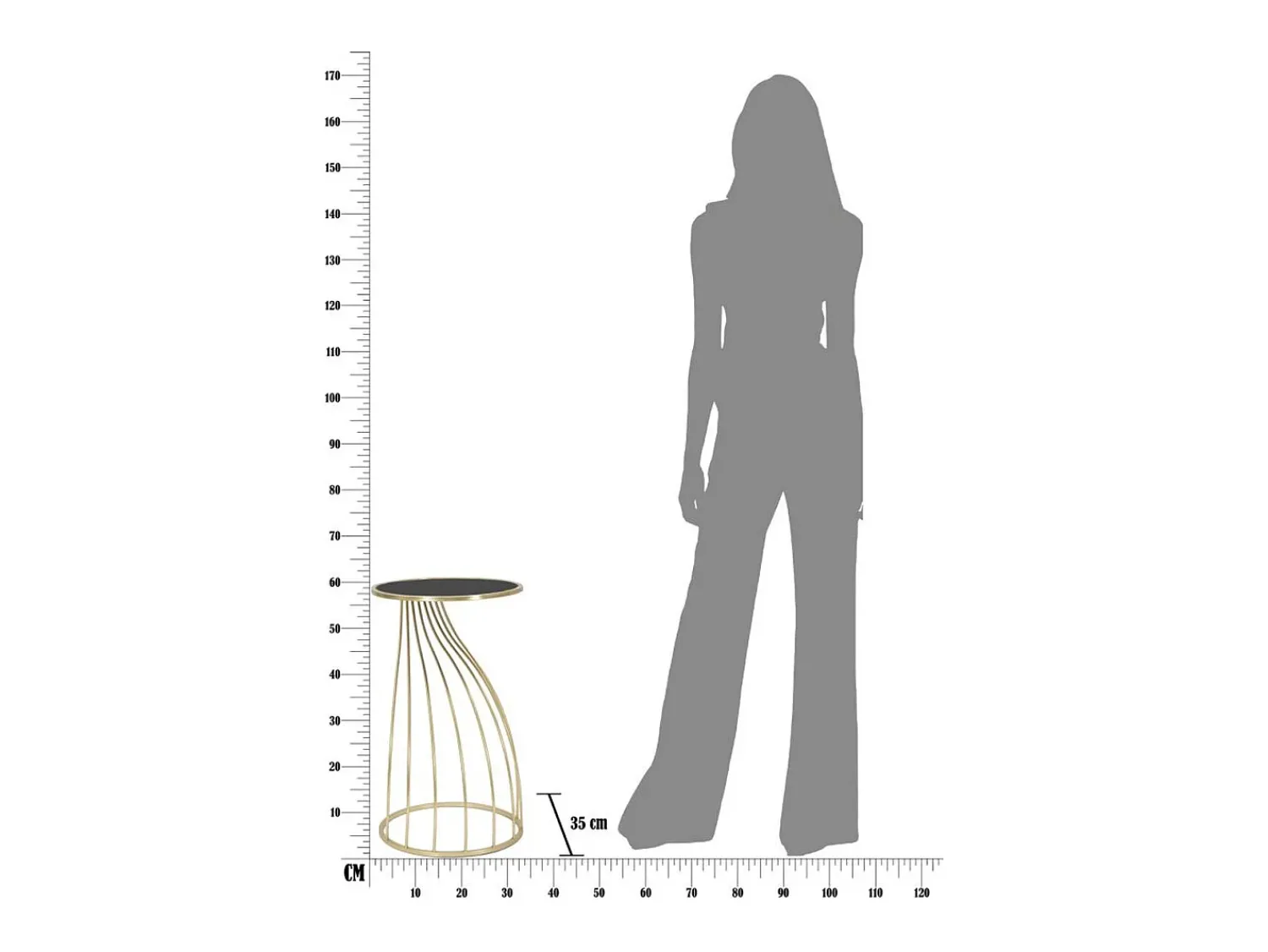 Discount Mesa de Centro VKH548, Ouro, 35x35x60 cm, Kendra Home Preto