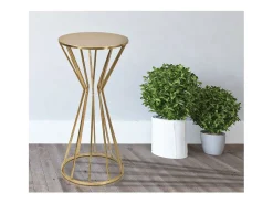Mesa De Apoio| Mesa de Centro VKH519, Ouro, 38x38x80 cm, Kendra Home Dourado