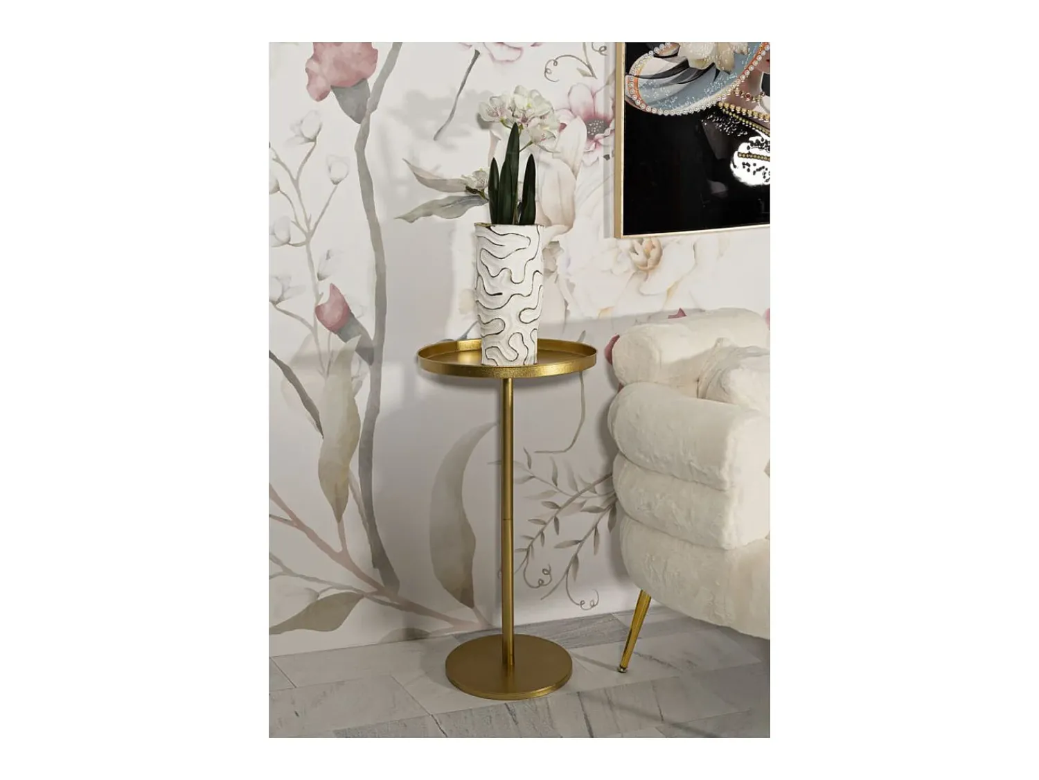 Mesa de Centro VKH578, Ouro, 51x51x100 cm, Kendra Home Dourado
