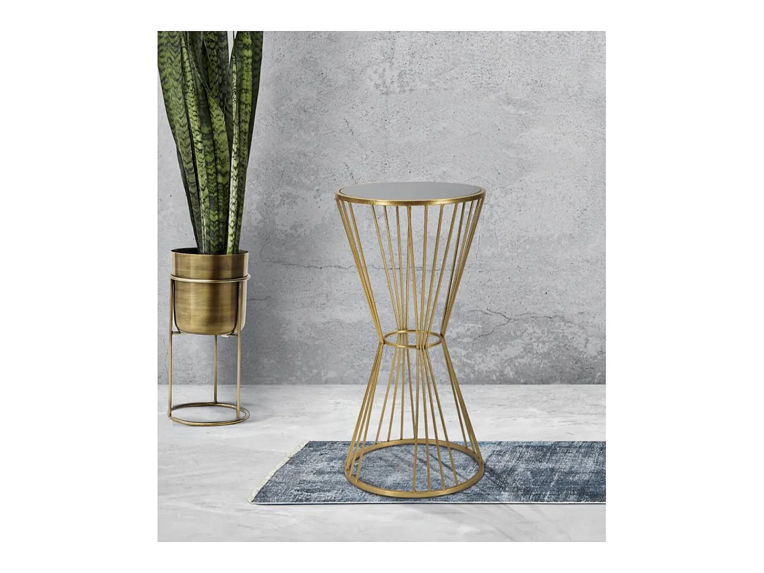 Mesa De Apoio* Mesa de Centro VKH590, Ouro, 40x40x80 cm, Kendra Home Dourado
