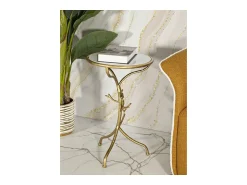 Mesa De Apoio| Mesa de Centro VKH801, Ouro, 38x38x60 cm, Kendra Home Dourado