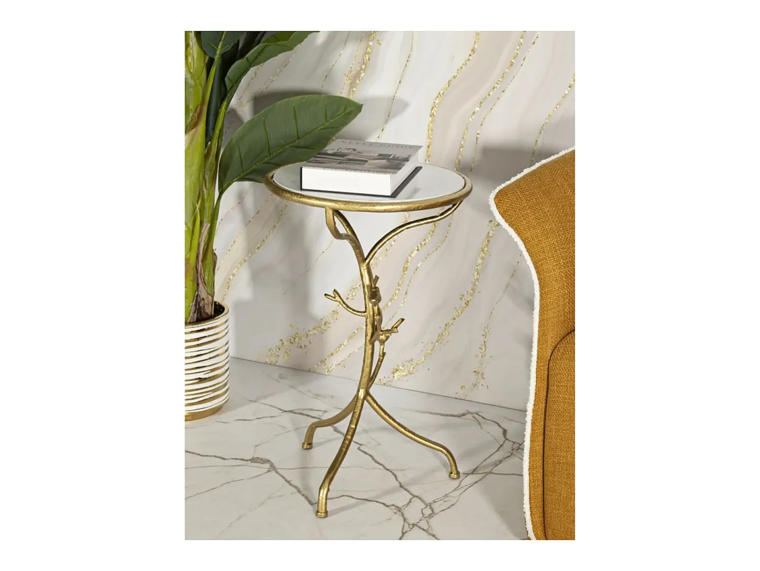 Mesa De Apoio| Mesa de Centro VKH801, Ouro, 38x38x60 cm, Kendra Home Dourado