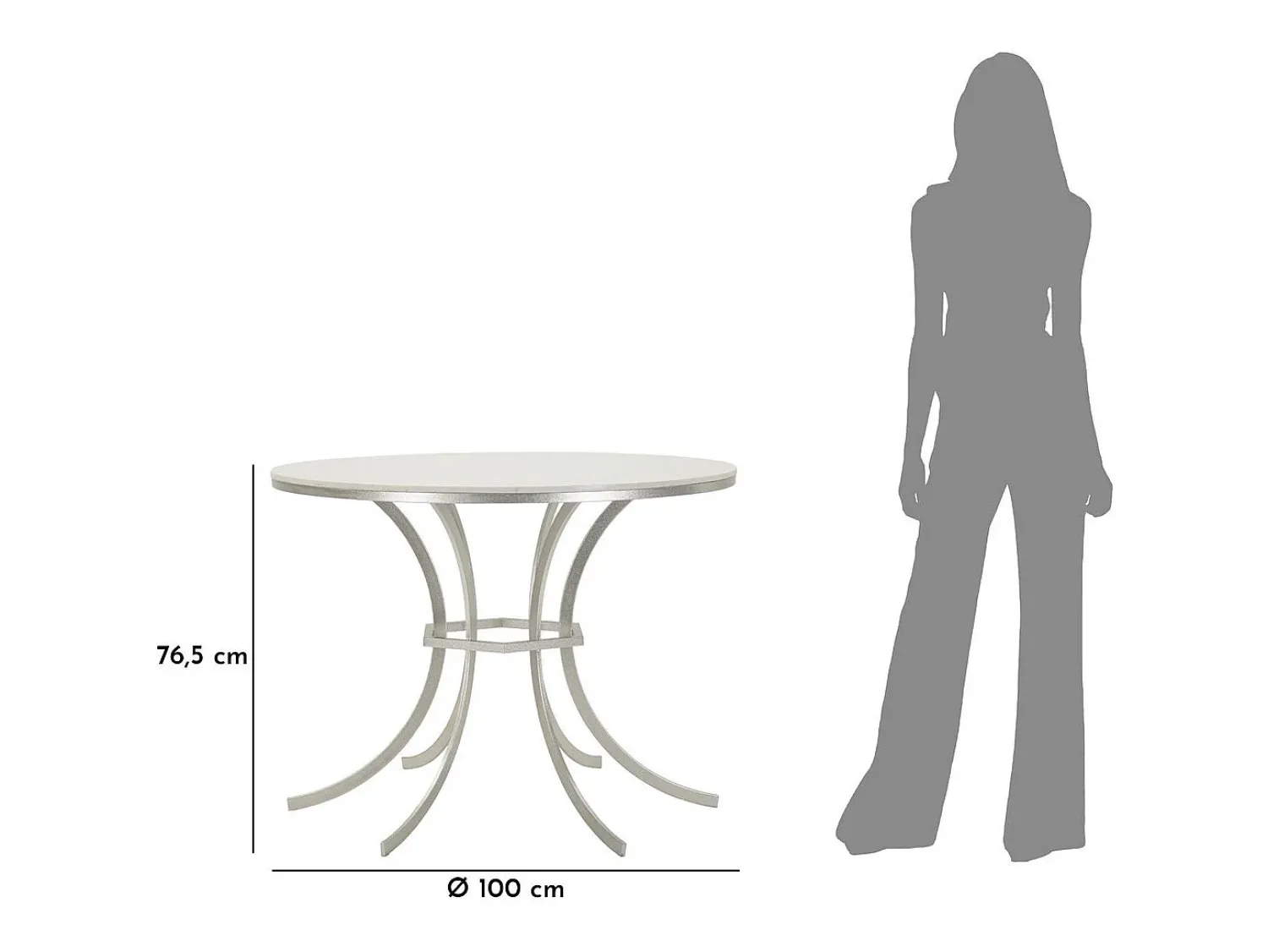 Hot Mesa de Centro VKH806, Prata, 100x100x76,5 cm, Kendra Home Prateado