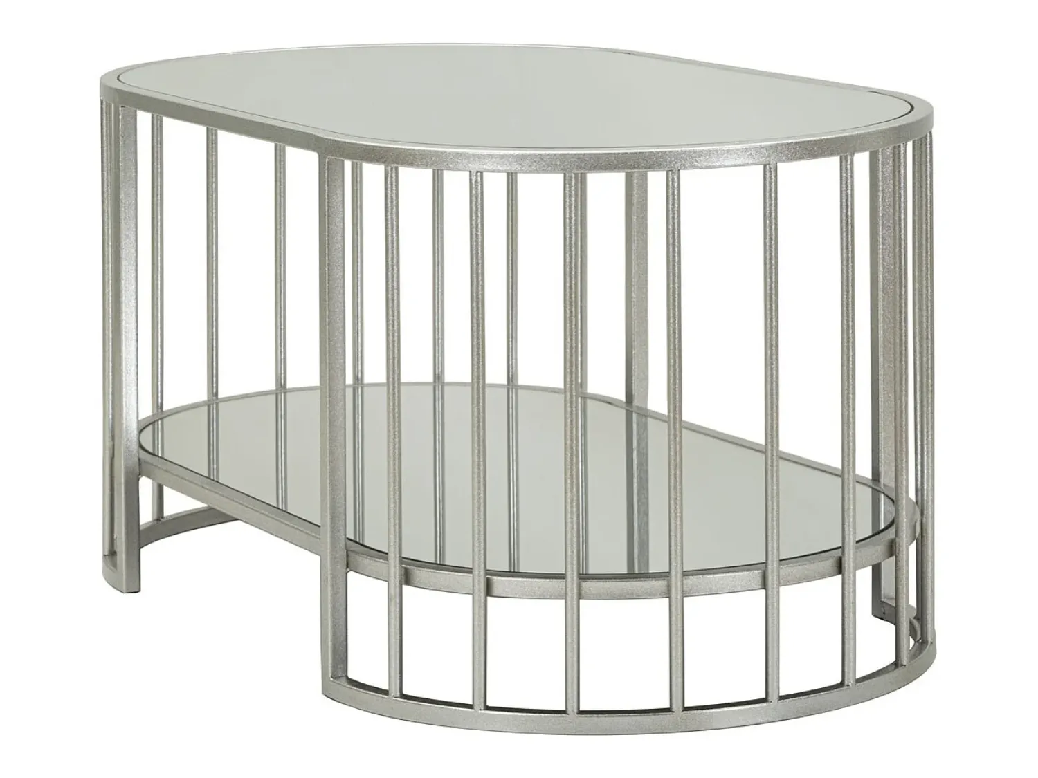 Mesa De Centro* Mesa de Centro VKH793, Prata, 90x50x45 cm, Kendra Home Prateado