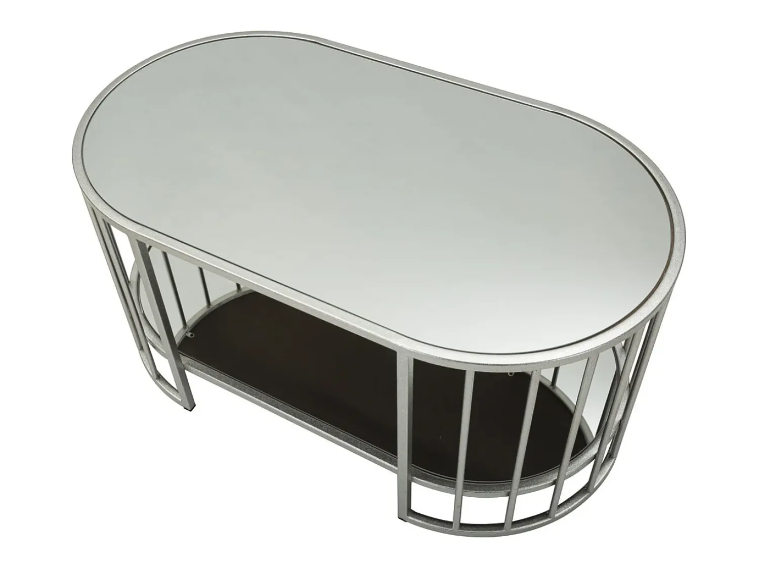 Mesa De Centro* Mesa de Centro VKH793, Prata, 90x50x45 cm, Kendra Home Prateado