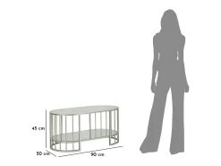 Mesa De Centro* Mesa de Centro VKH793, Prata, 90x50x45 cm, Kendra Home Prateado
