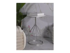 Mesa de Centro VKH532, Prata, 37,5x37,5x58 cm, Kendra Home^ Mesa De Apoio