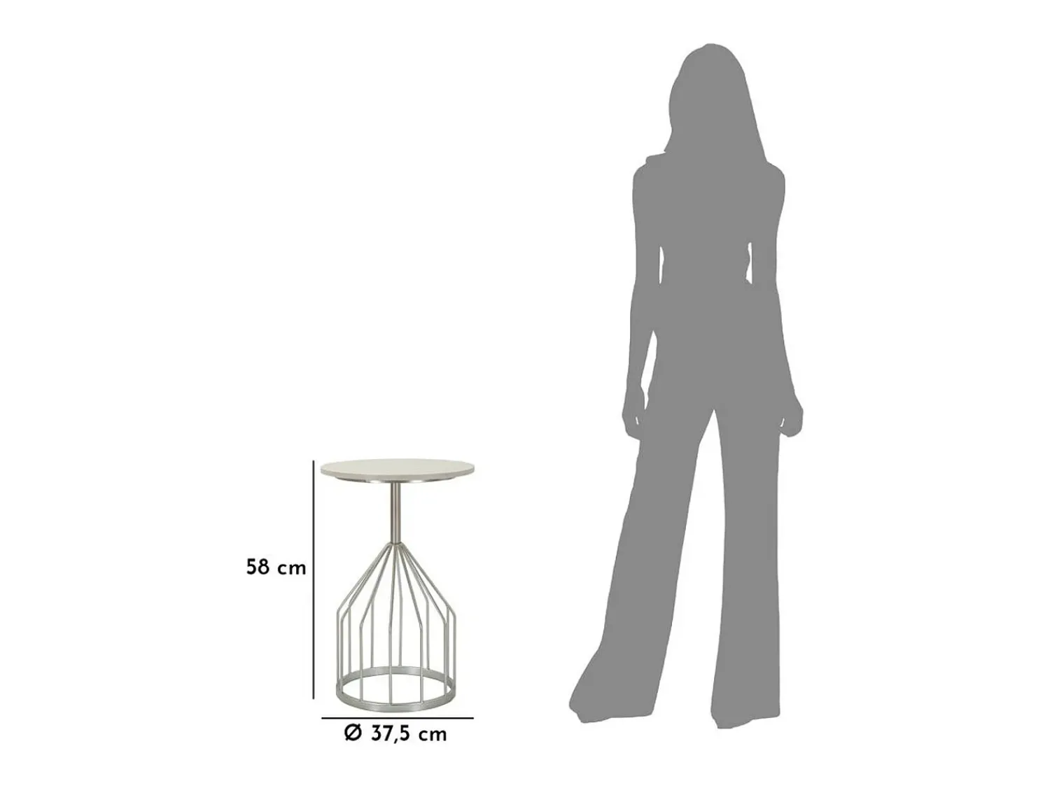 Mesa de Centro VKH532, Prata, 37,5x37,5x58 cm, Kendra Home^ Mesa De Apoio