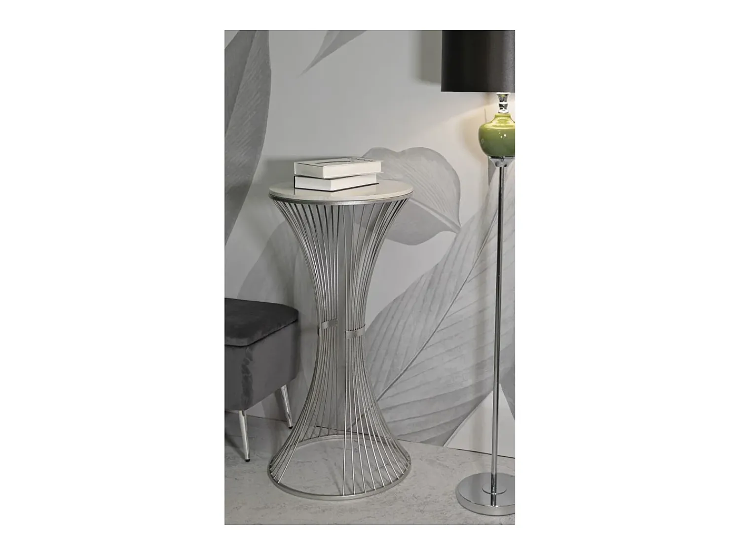 Mesa de Centro VKH581, Prata, 50x50x100 cm, Kendra Home^ Mesa De Apoio