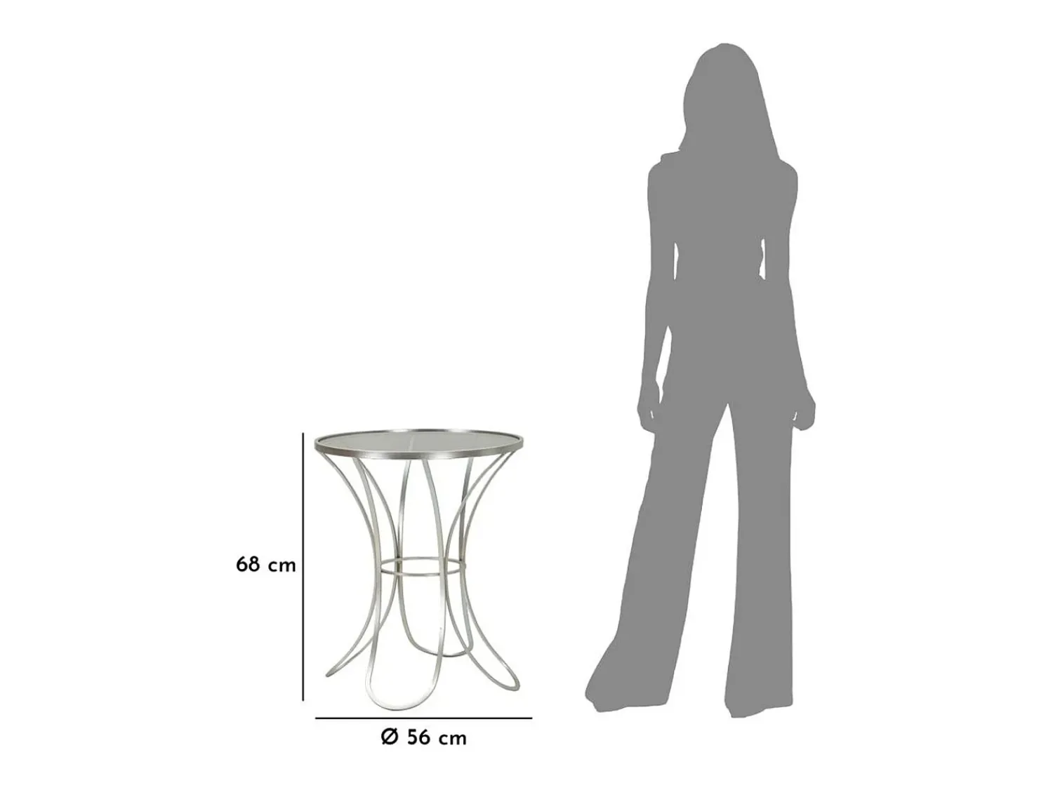 Mesa De Apoio| Mesa de Centro VKH564, Prata, 56x56x68 cm, Kendra Home Prateado