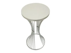 Mesa De Apoio* Mesa de Centro VKH582, Prata, 40x40x79 cm, Kendra Home Prateado