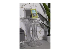 Mesa De Apoio* Mesa de Centro VKH582, Prata, 40x40x79 cm, Kendra Home Prateado