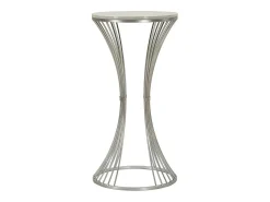 Mesa De Apoio* Mesa de Centro VKH582, Prata, 40x40x79 cm, Kendra Home Prateado