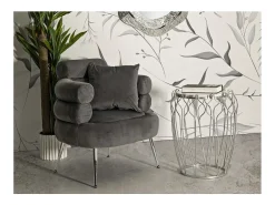 Mesa De Apoio* Mesa de Centro VKH530, Prata, 47,5x47,5x61,5 cm, Kendra Home Prateado