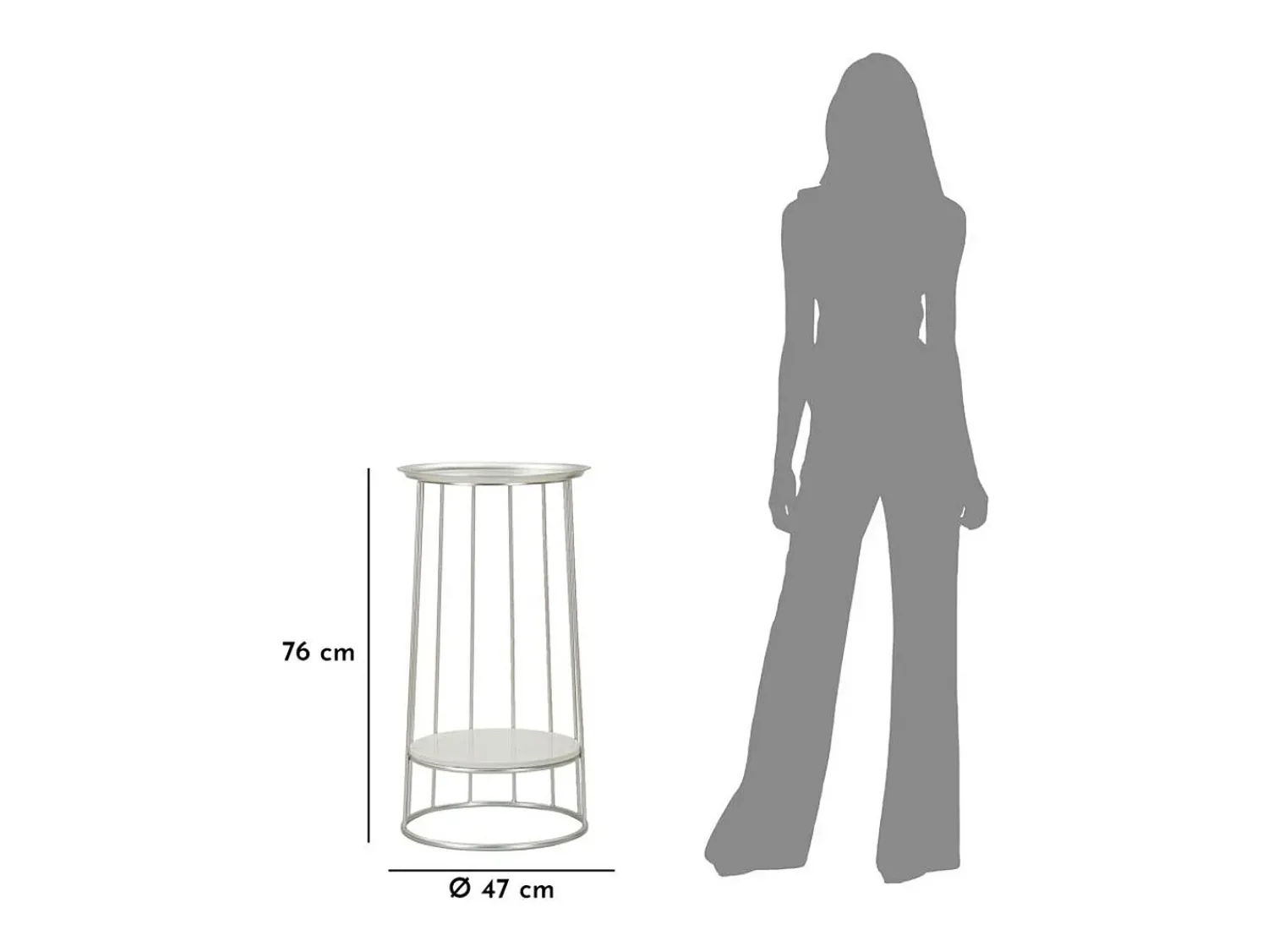 Mesa de Centro VKH583, Prata, 40x40x76 cm, Kendra Home^ Mesa De Apoio