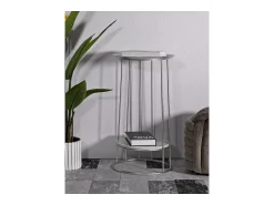 Mesa de Centro VKH583, Prata, 40x40x76 cm, Kendra Home^ Mesa De Apoio