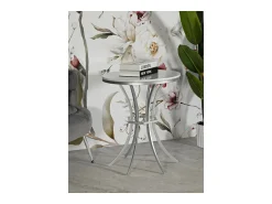 Mesa De Apoio* Mesa de Centro VKH807, Prata, 56x56x68 cm, Kendra Home Prateado